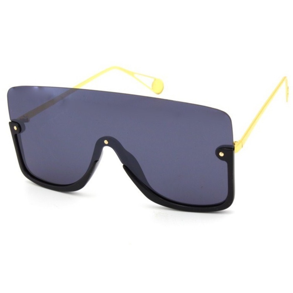 Sunglasses Women Gold Tone Metal Frame UV400 Dark Lenses One piece Driving Gafas - Picture 5 of 10